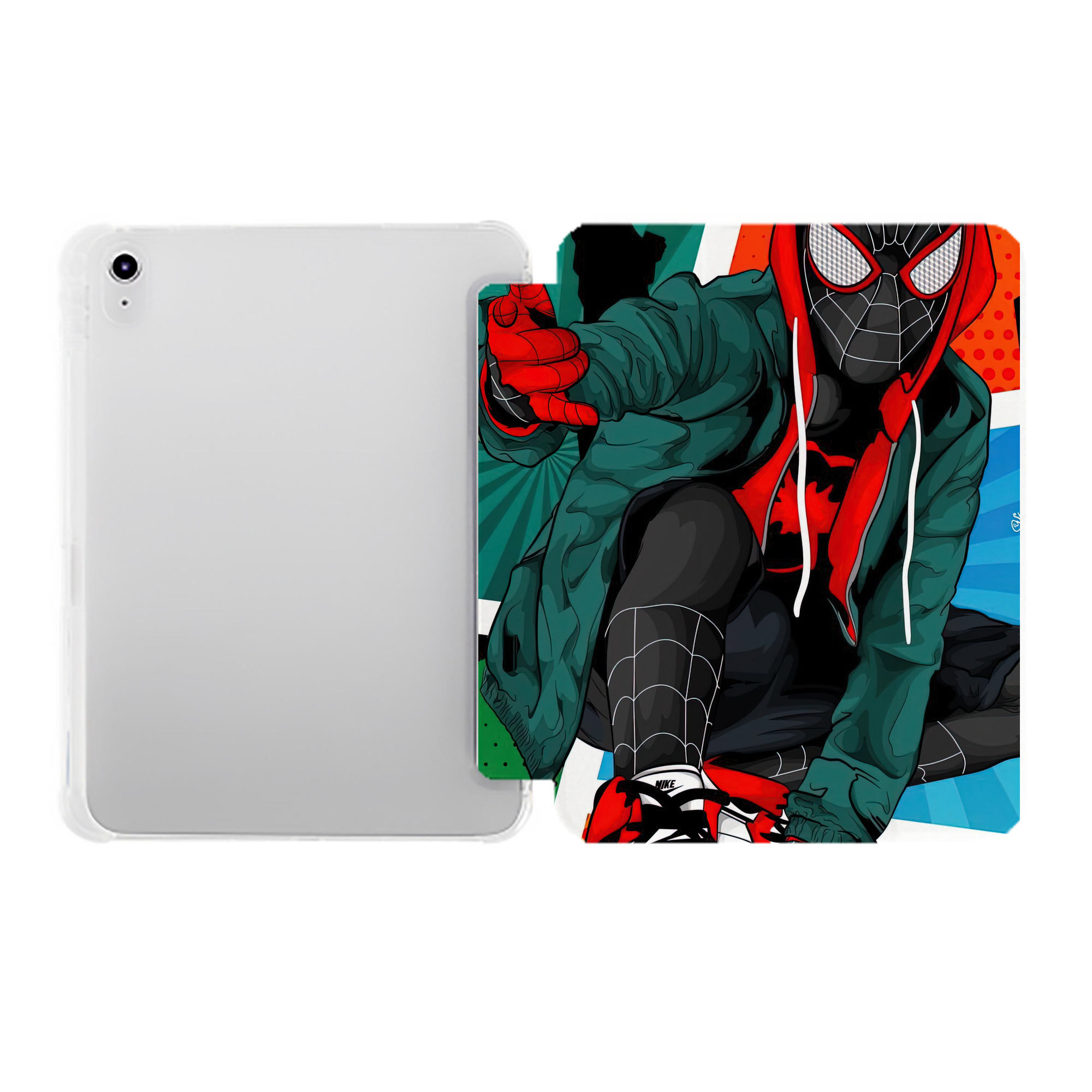 （画像用） Spider Man スパイダーマン IPad ケース ペン収納付き 三つ折りスタンド PUレザー×シリコン 対応機種9.5/10.5/10.9インチ